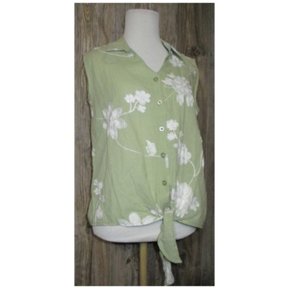 Bua bua Womens Green Button Tank Top Sz Small NWT Fairy Cottage Core Boho